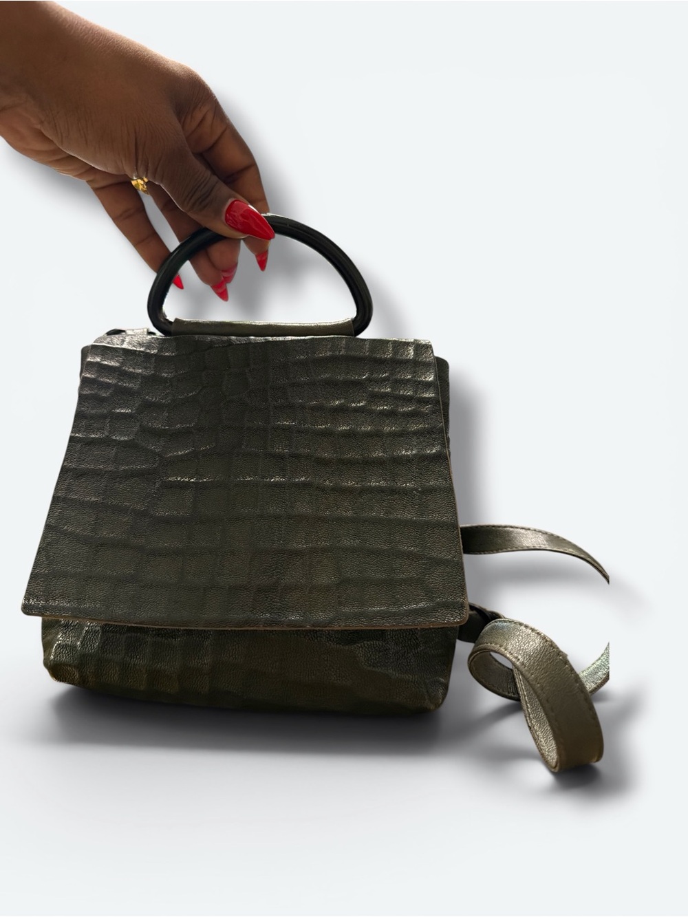 Daniella Lehavi Hunter Green Embossed Crossbody